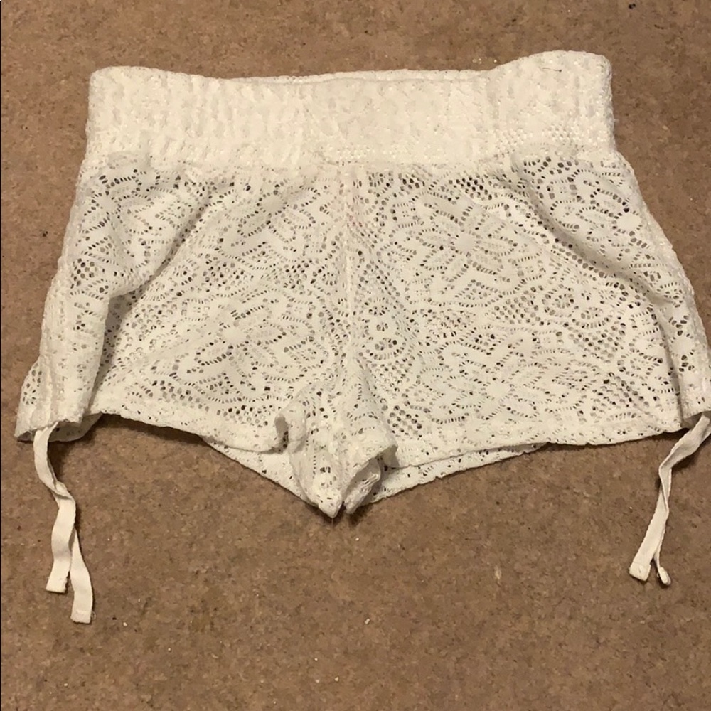 White crochet short coverups